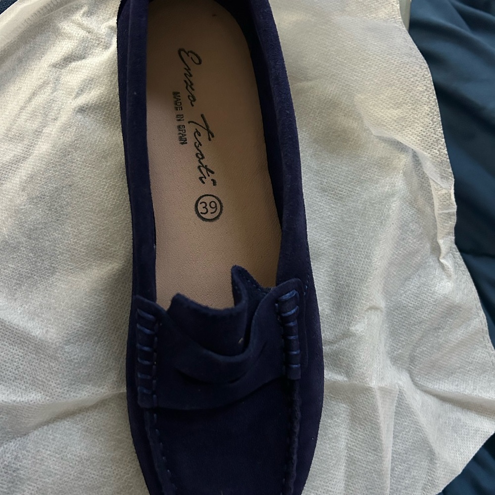 Enzo Tesoti Blue Suede Loafers - Picture 7 of 9